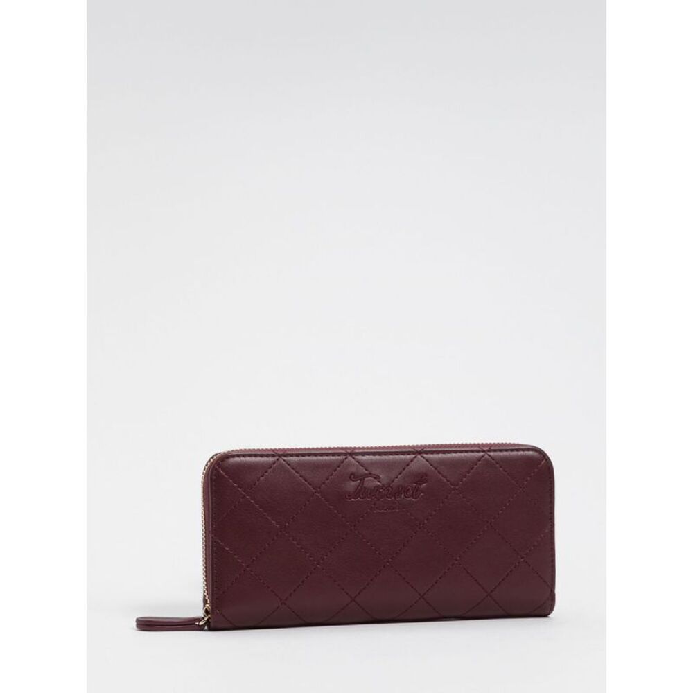 Twinset Women Continental Cowhide Leather Wallet Twinset With Embroidered Logo